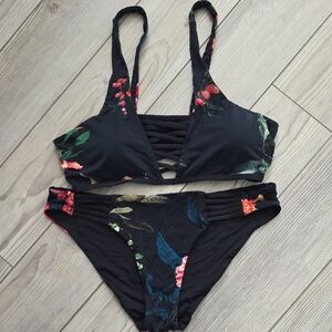TiniBikini Black Floral Strappy Two-Piece Bikini